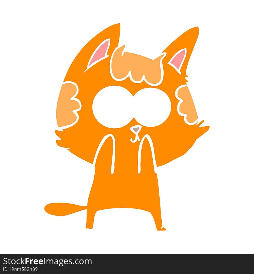 happy flat color style cartoon cat