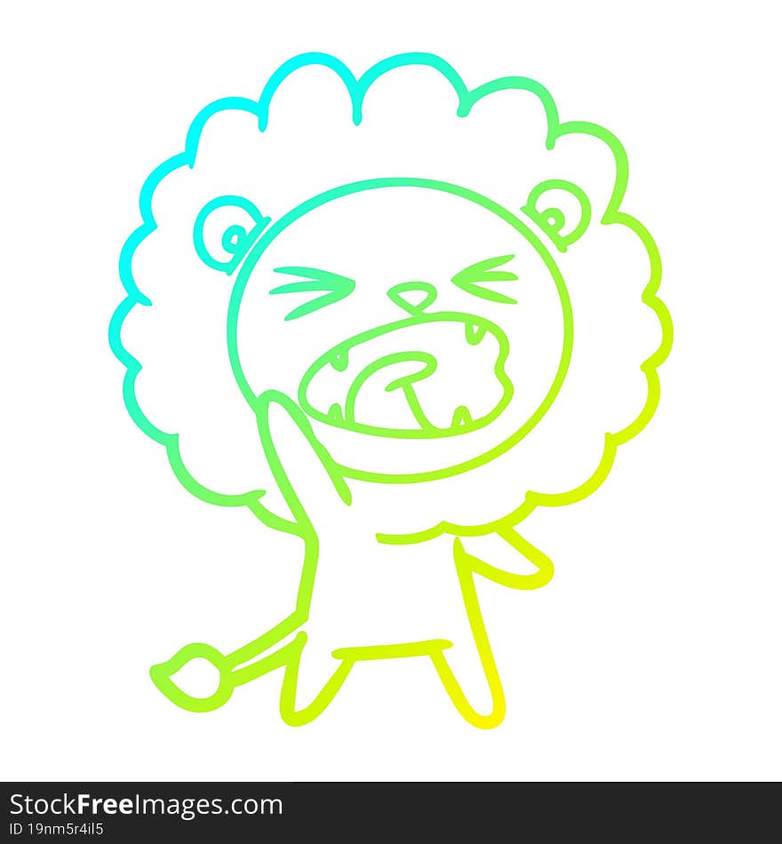 cold gradient line drawing cartoon lion