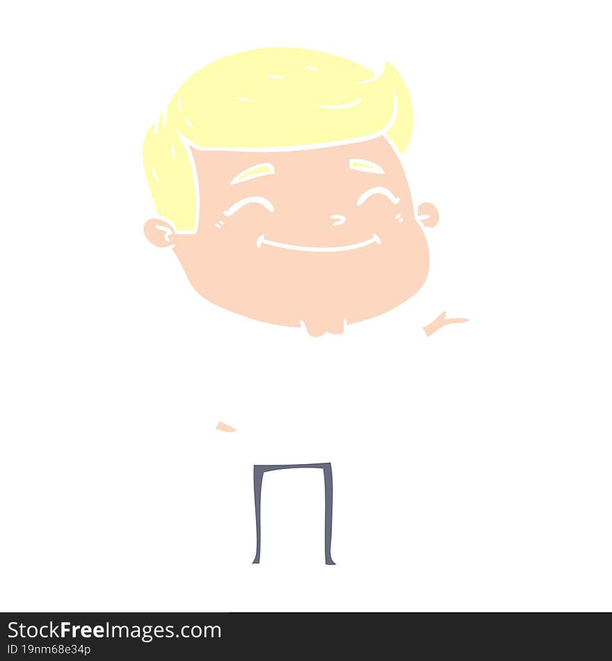 happy flat color style cartoon man