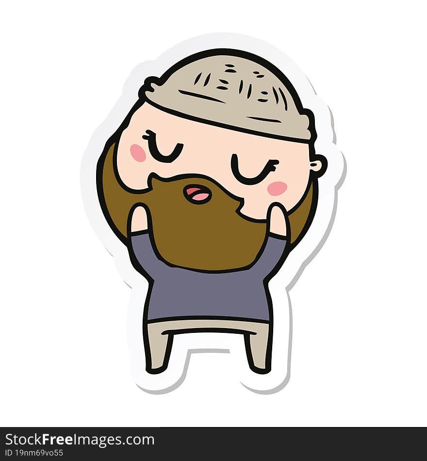 sticker of a cute cartoon man with beard