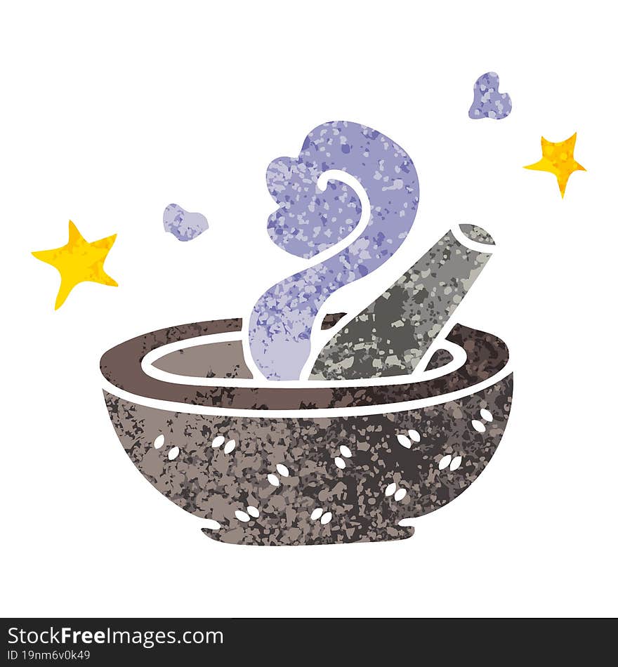 quirky retro illustration style cartoon magic pestle and mortar