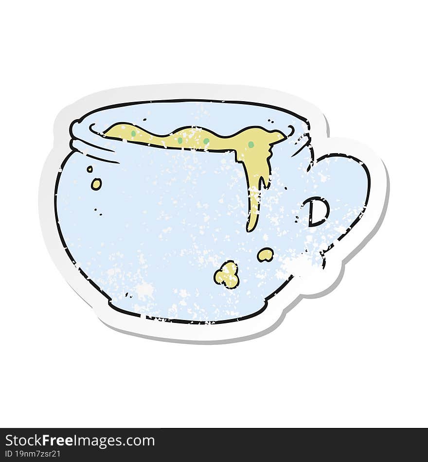 retro distressed sticker of a cartoon mug of soup