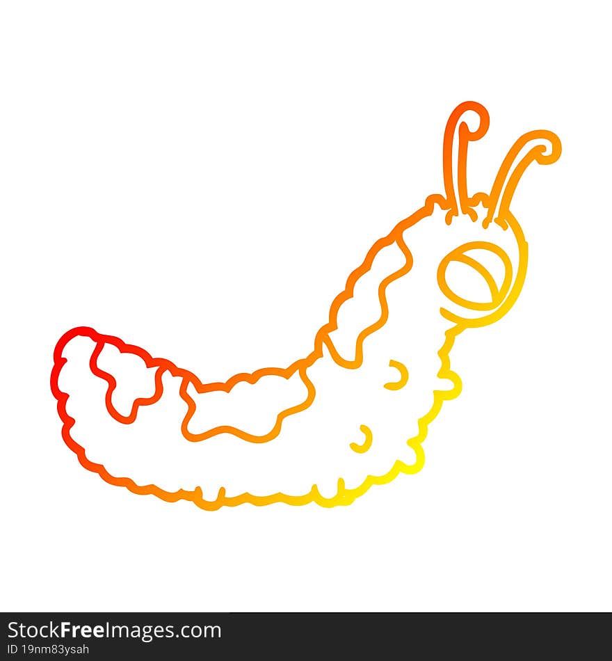 warm gradient line drawing funny cartoon caterpillar