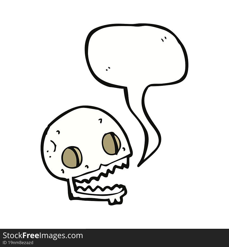 cartoon spooky skull with speech bubble