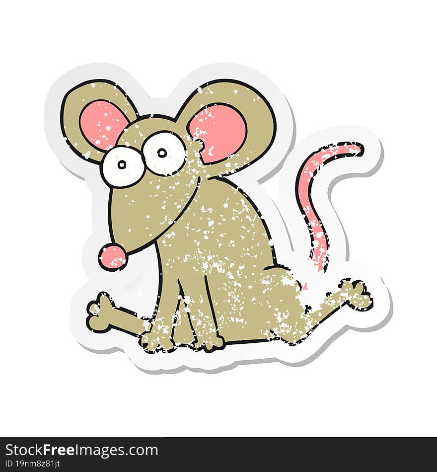 retro distressed sticker of a cartoon mouse