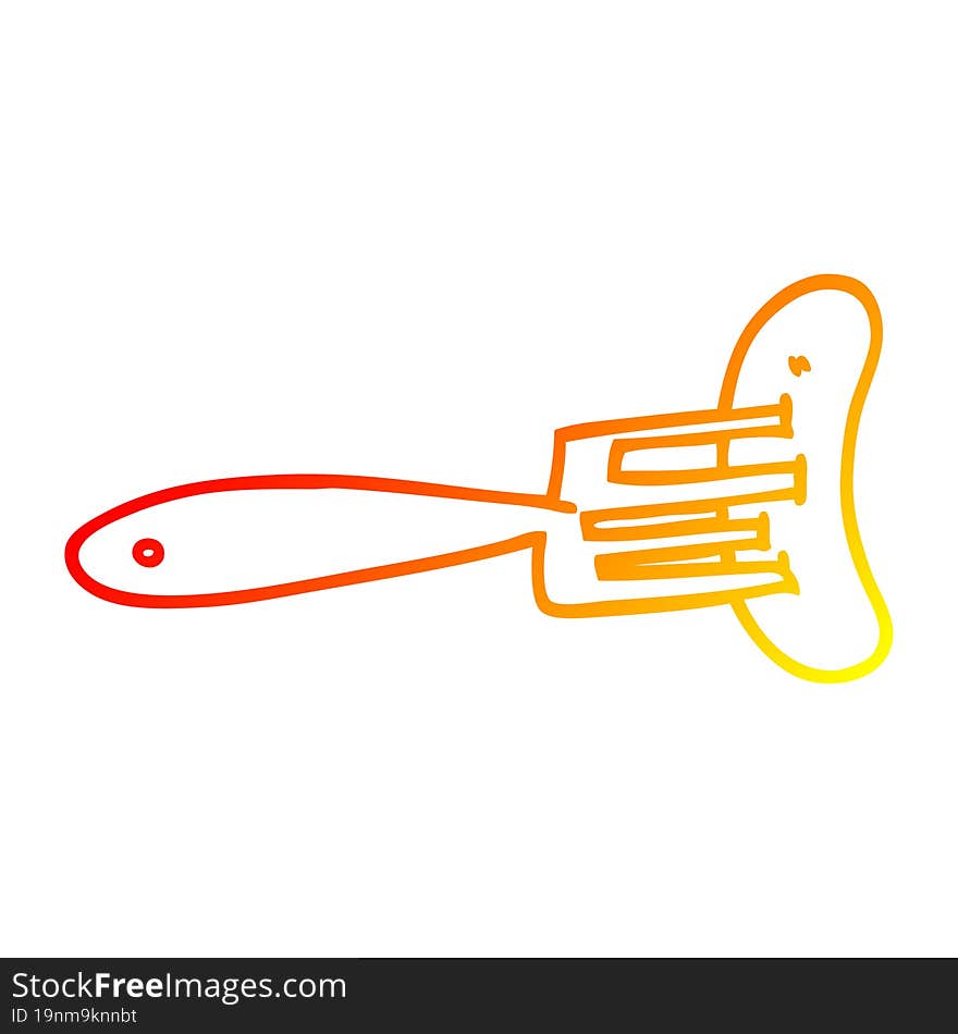 warm gradient line drawing cartoon sausage on fork