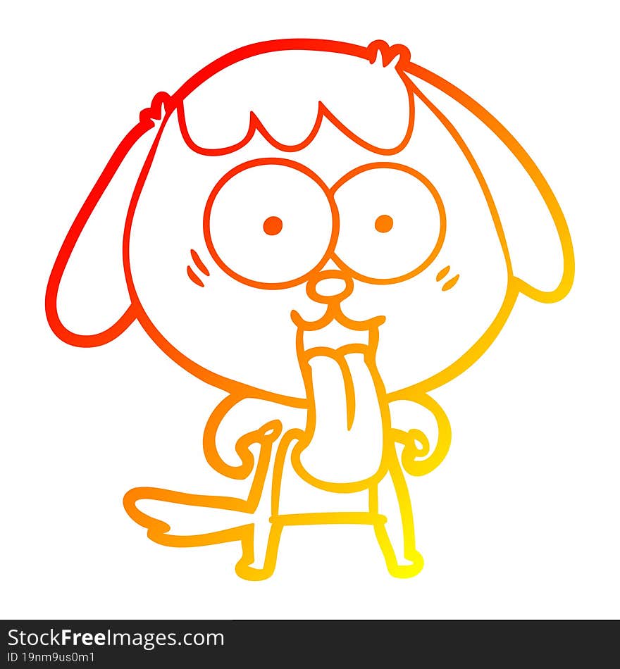 Warm Gradient Line Drawing Cute Cartoon Dog