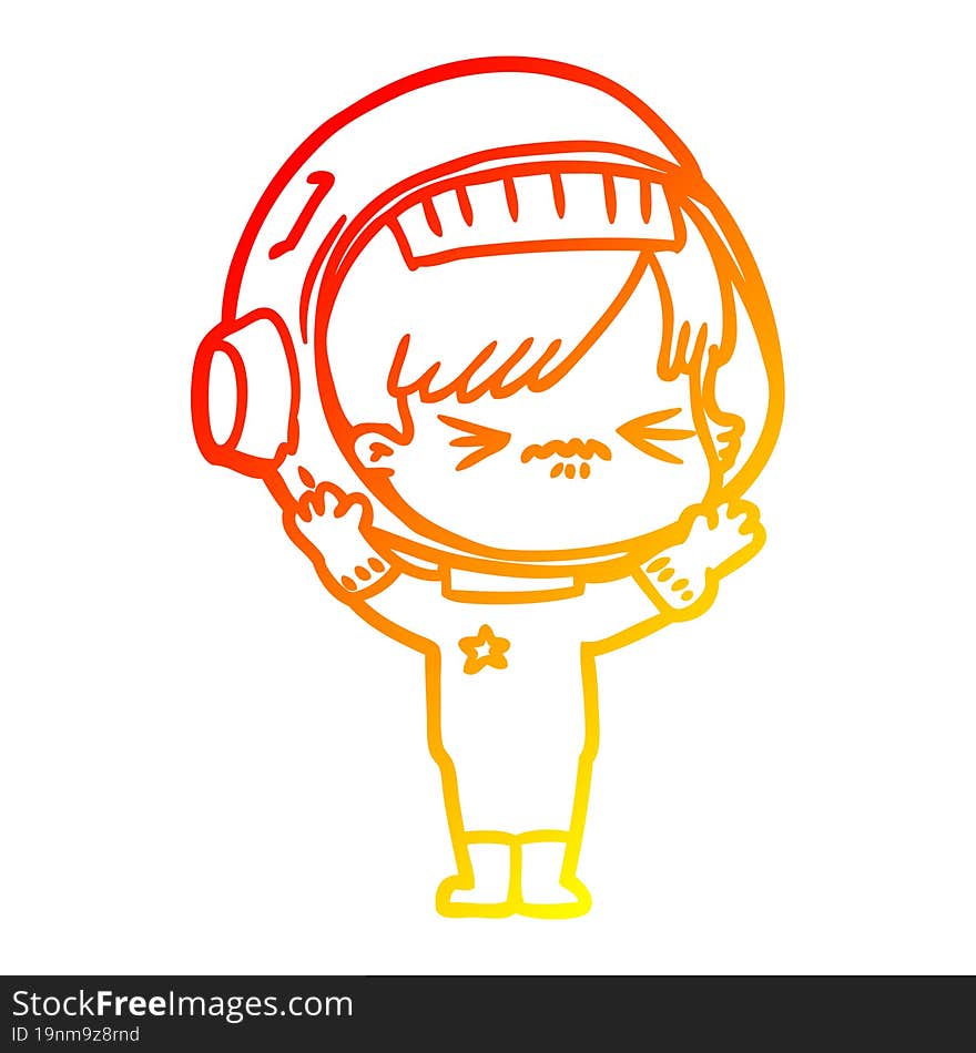 warm gradient line drawing cartoon astronaut woman