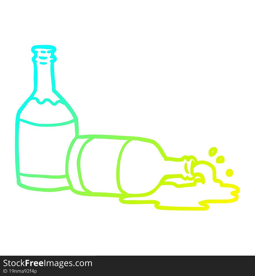 Cold Gradient Line Drawing Beer Bottles With Spilled Beer