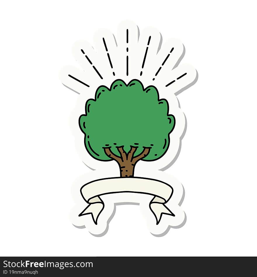 sticker of a tattoo style tree