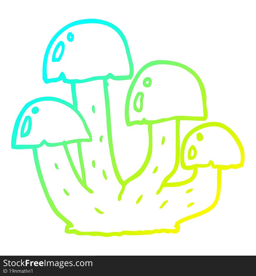 cold gradient line drawing cartoon mushroom