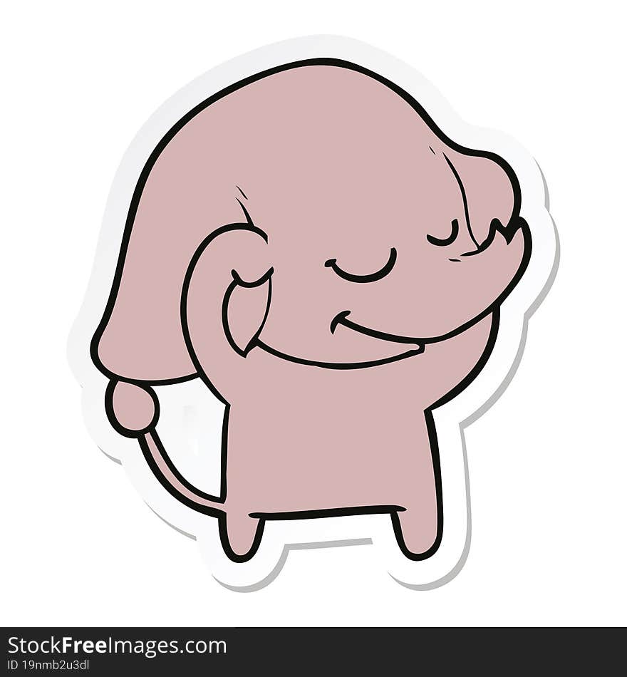 sticker of a cartoon smiling elephant