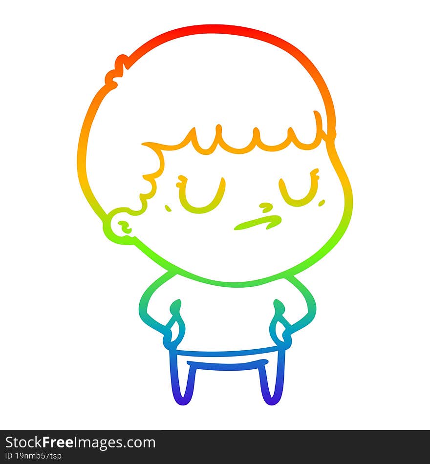 rainbow gradient line drawing cartoon grumpy boy