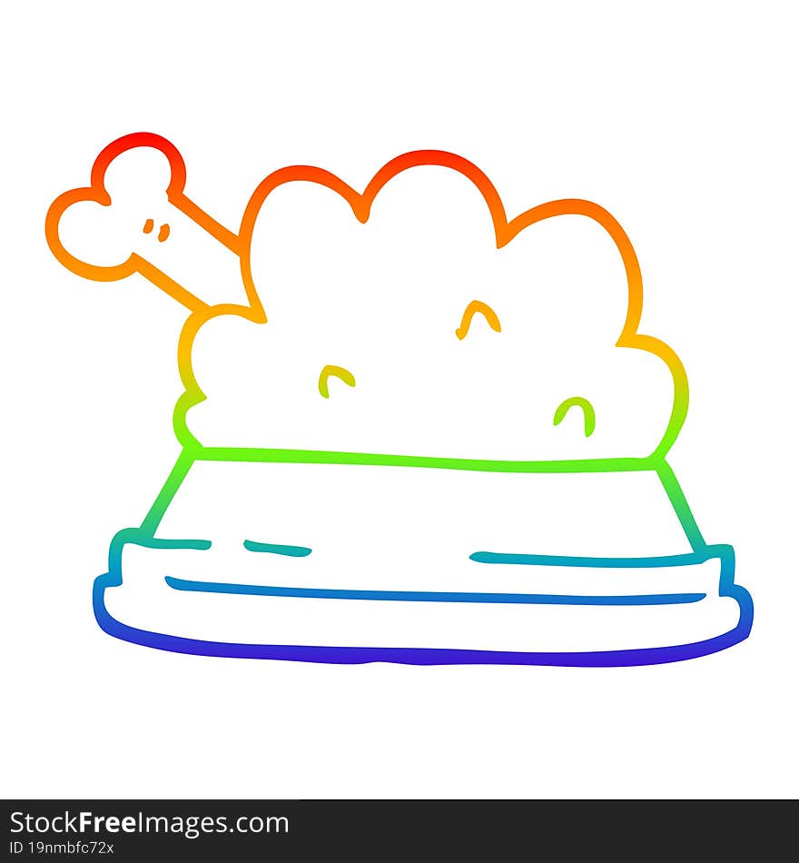 rainbow gradient line drawing of a cartoon pet food