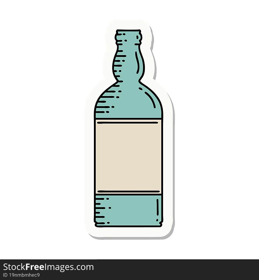 tattoo style sticker of a bottle