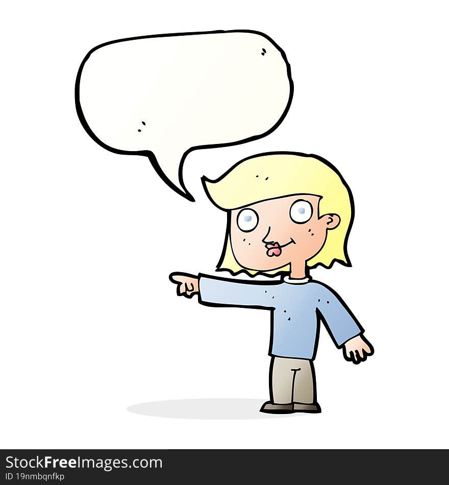 Cartoon Pointing Person With Speech Bubble