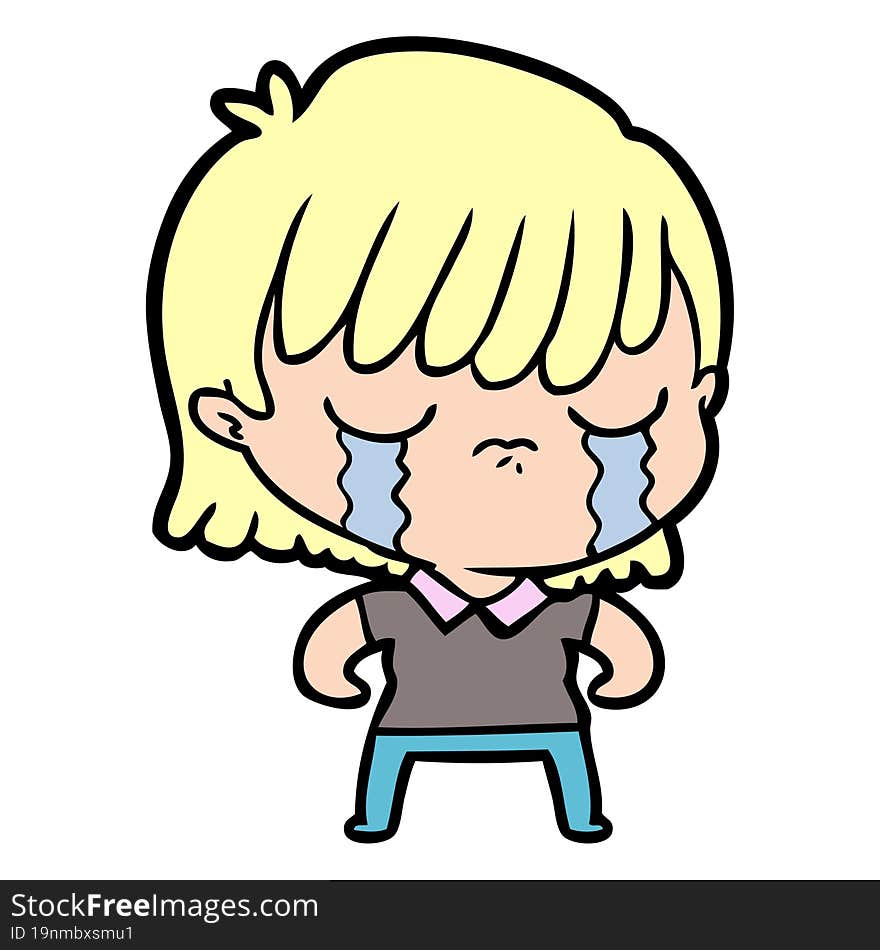 cartoon woman crying. cartoon woman crying