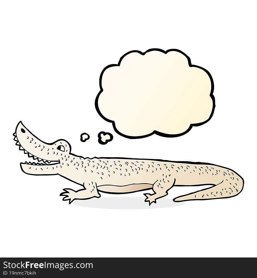 cartoon happy crocodile with thought bubble