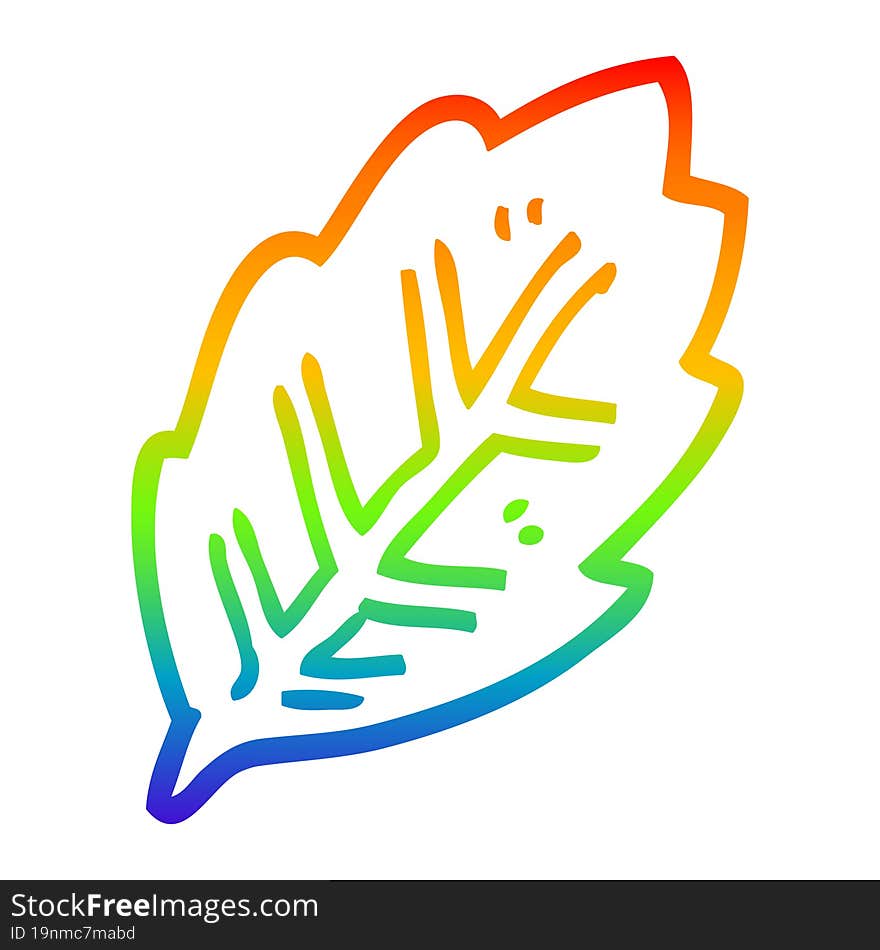 Rainbow Gradient Line Drawing Cartoon Tree Leaf