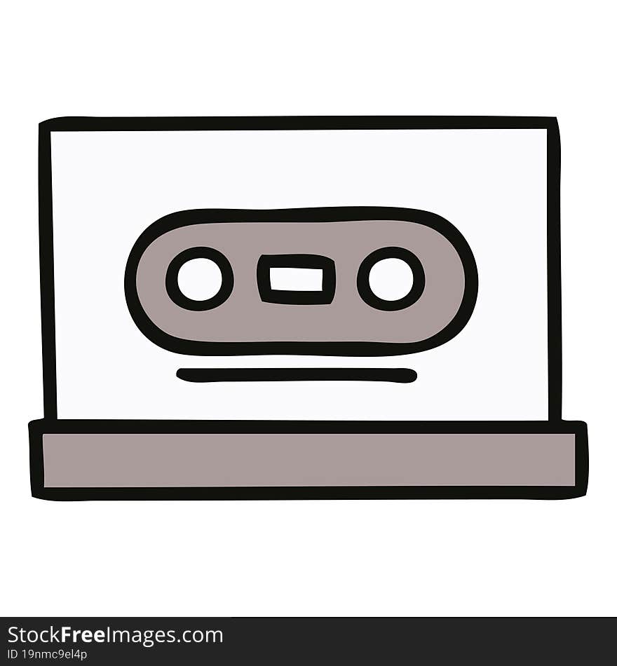 cute cartoon of a retro cassette. cute cartoon of a retro cassette