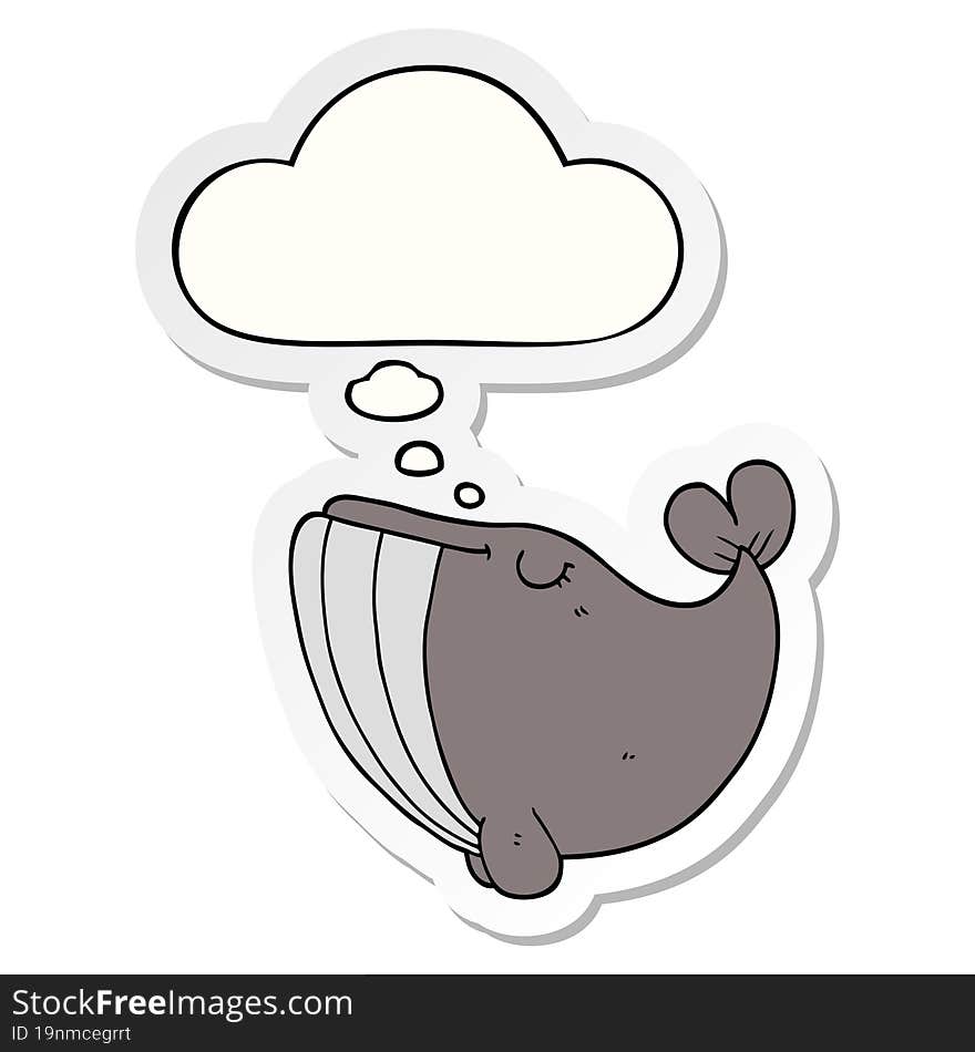 cartoon whale and thought bubble as a printed sticker