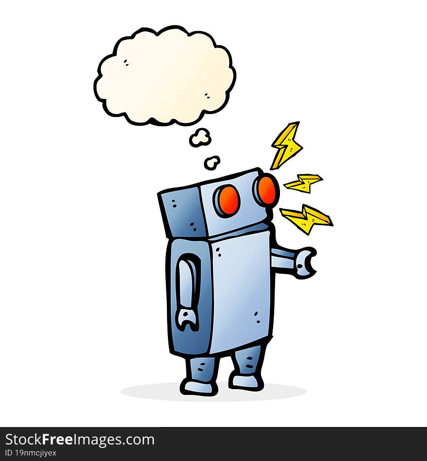 Cartoon Robot With Thought Bubble