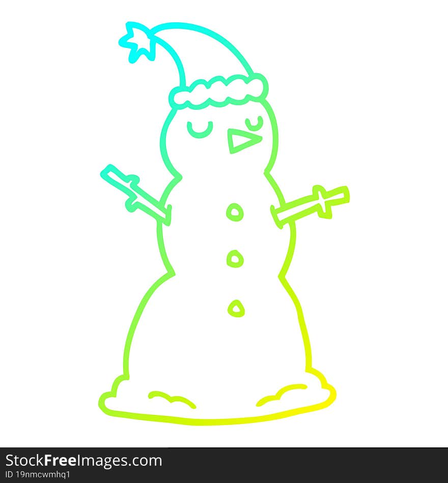 cold gradient line drawing cartoon snowman