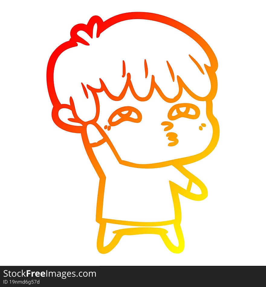 warm gradient line drawing cartoon curious man