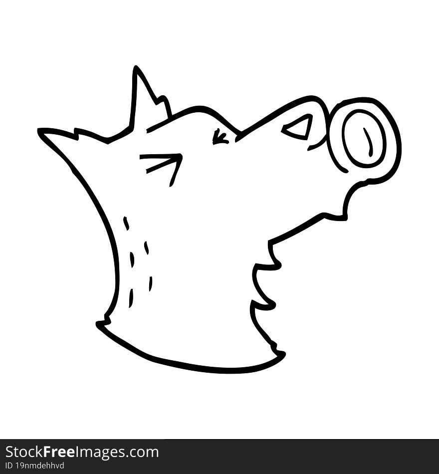 line drawing cartoon howling wolf