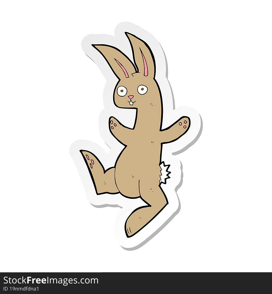 Sticker Of A Funny Cartoon Rabbit