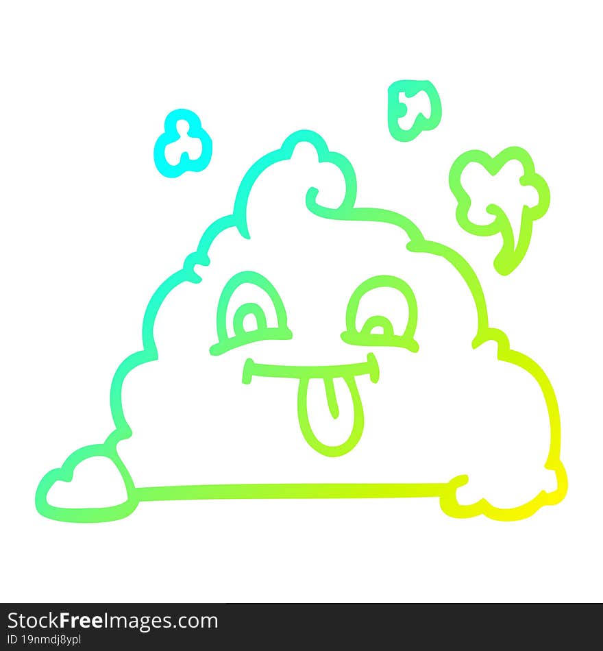 cold gradient line drawing cartoon poop