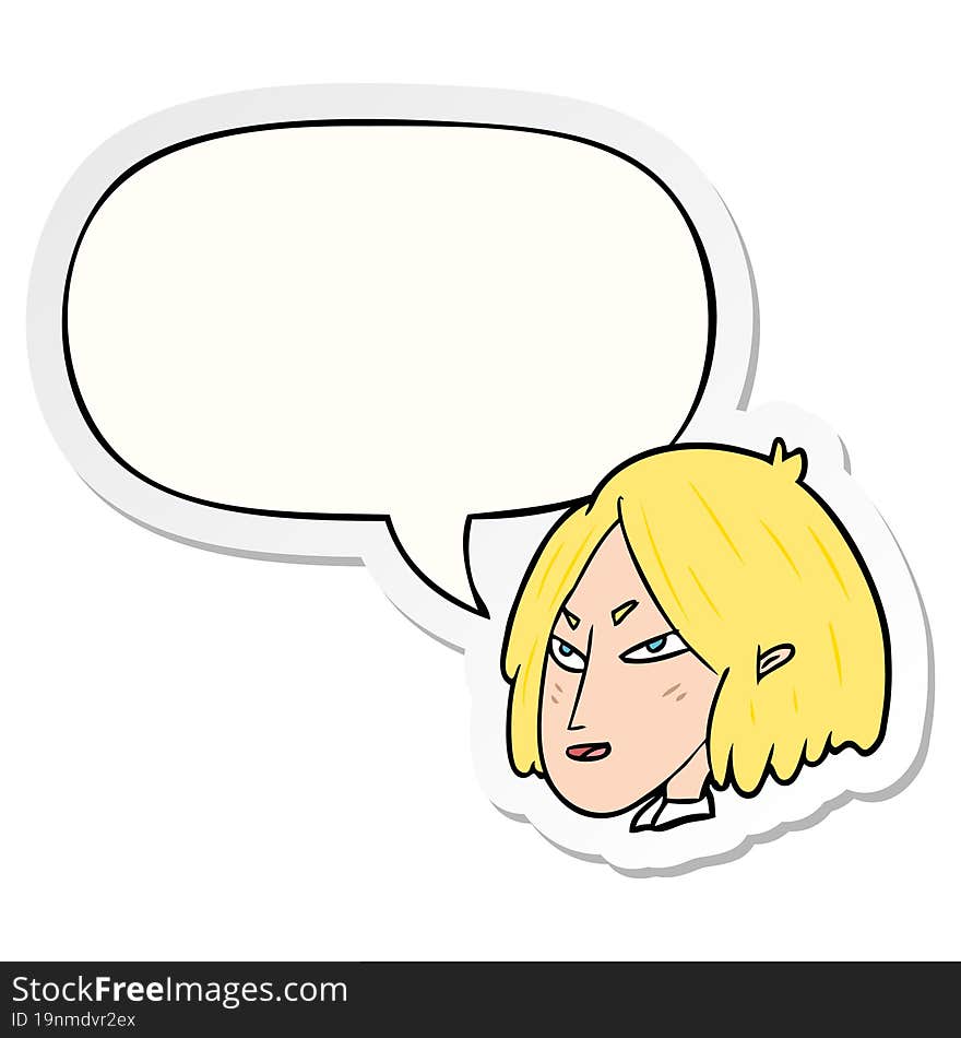 cartoon woman and speech bubble sticker