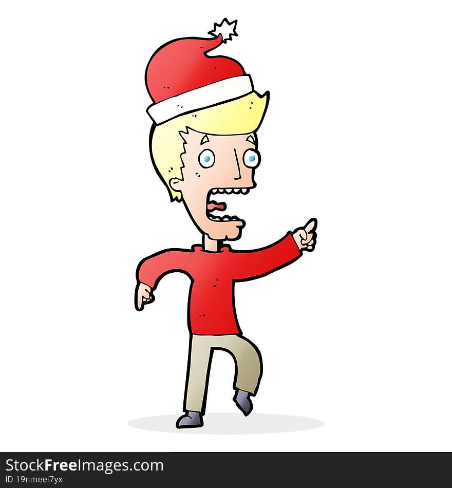 cartoon man ready for christmas