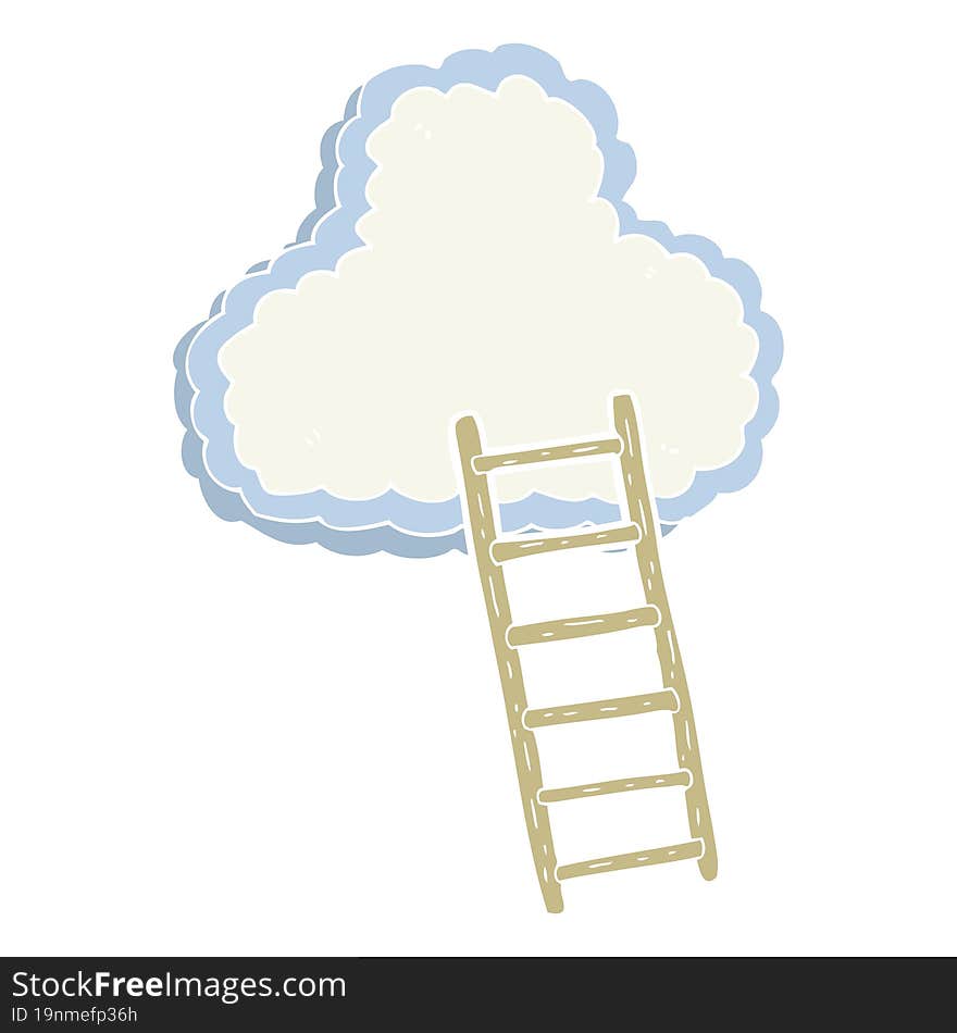 flat color illustration of ladder to heaven. flat color illustration of ladder to heaven