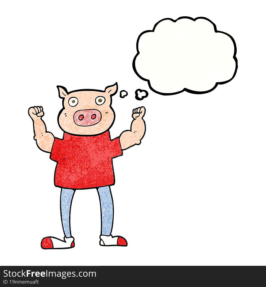 thought bubble textured cartoon pig man