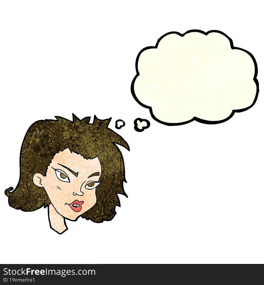 Cartoon Female Face With Thought Bubble