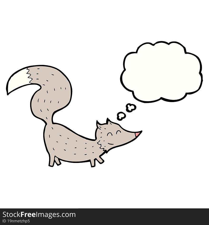 cartoon little wolf with thought bubble