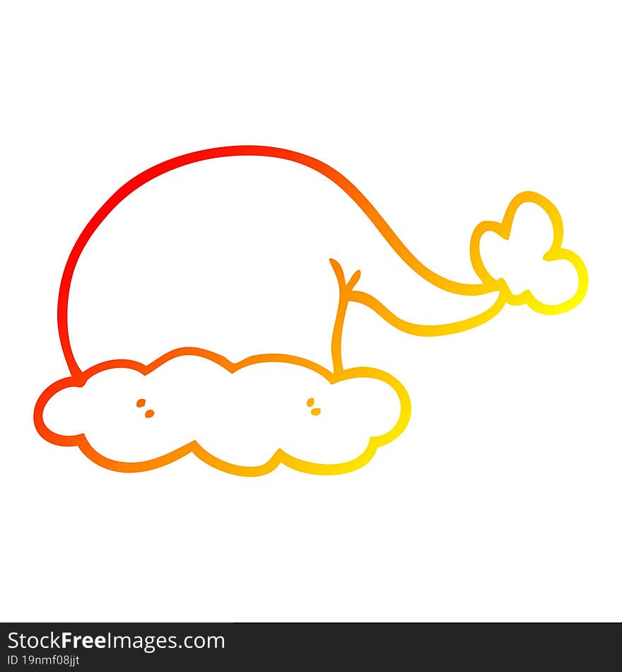 Warm Gradient Line Drawing Cartoon Santa Hat