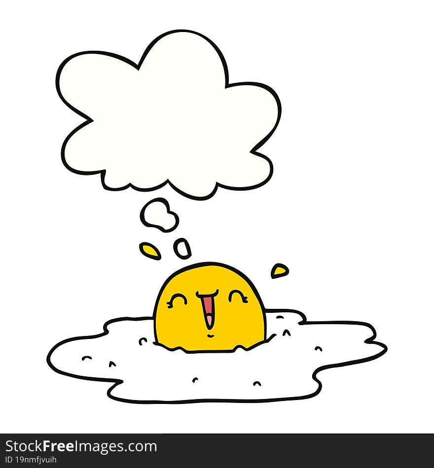 cartoon fried egg with thought bubble. cartoon fried egg with thought bubble