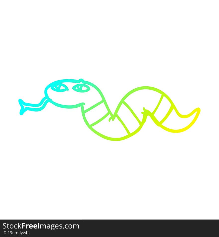 Cold Gradient Line Drawing Cartoon Snake