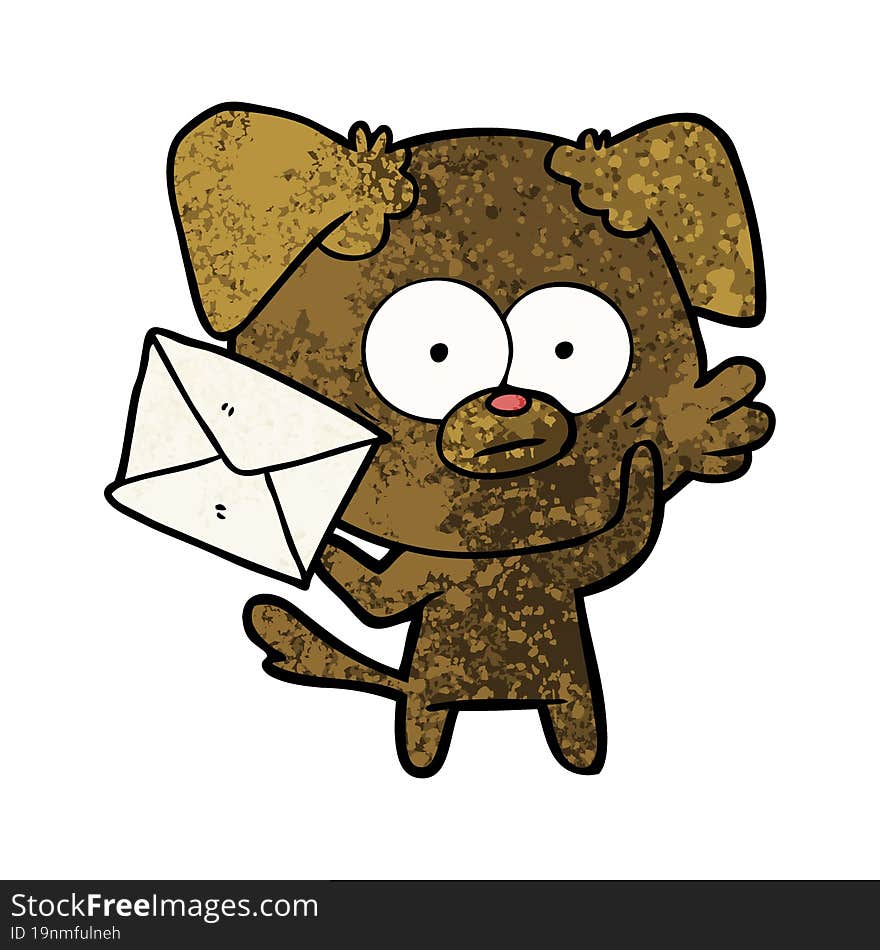 nervous dog cartoon with letter. nervous dog cartoon with letter