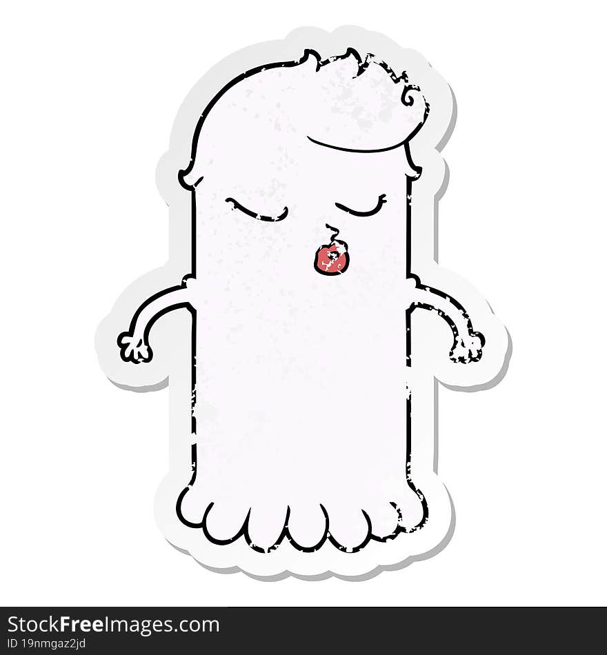 Distressed Sticker Of A Cartoon Cute Ghost