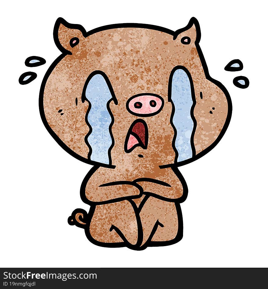 crying pig cartoon. crying pig cartoon