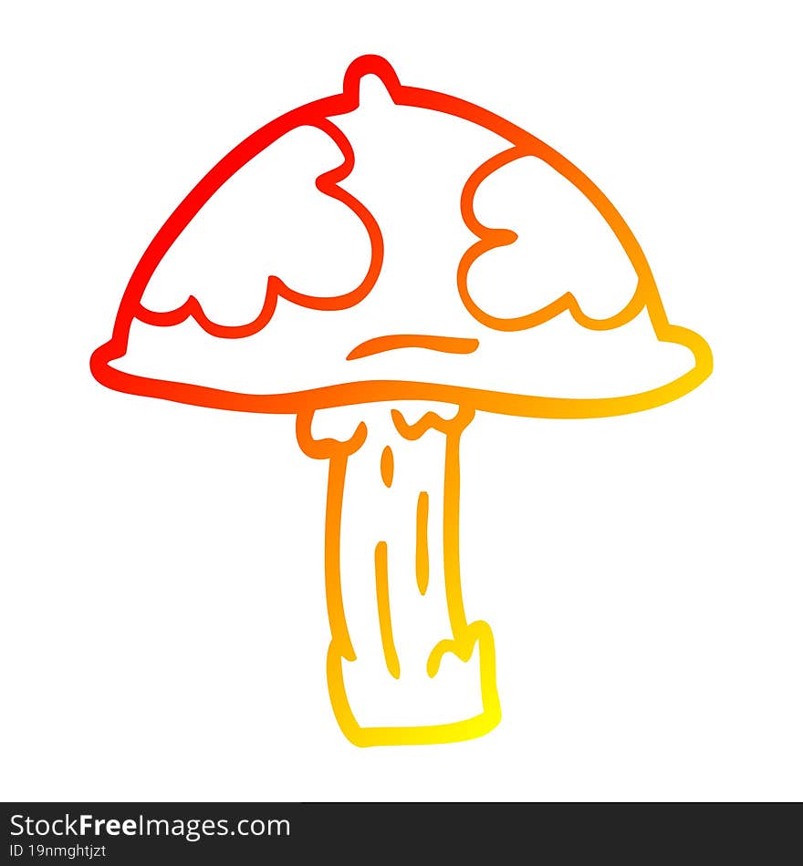 warm gradient line drawing of a cartoon wild mushroom