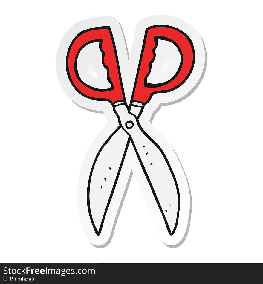 Sticker Of A Cartoon Pair Of Scissors