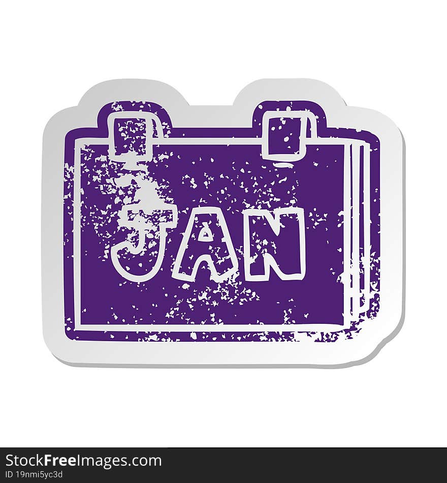 distressed old sticker of a calendar with jan