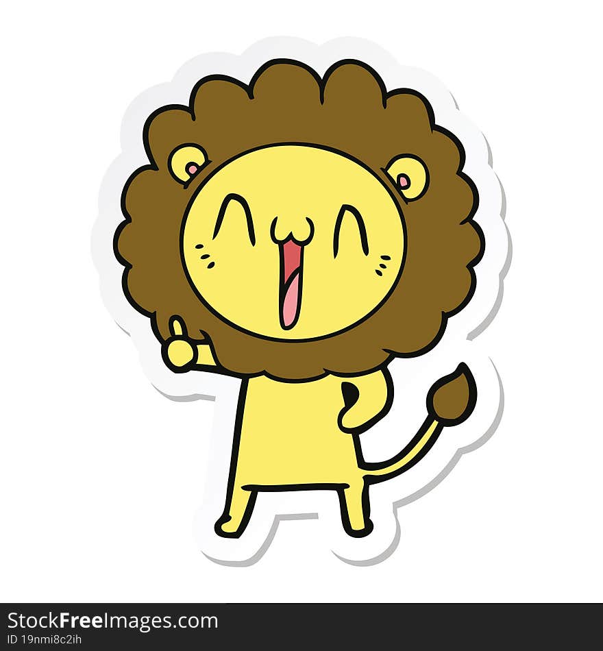 sticker of a happy cartoon lion