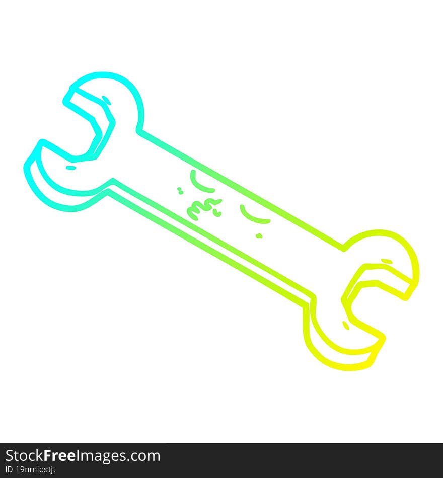 cold gradient line drawing cartoon spanner