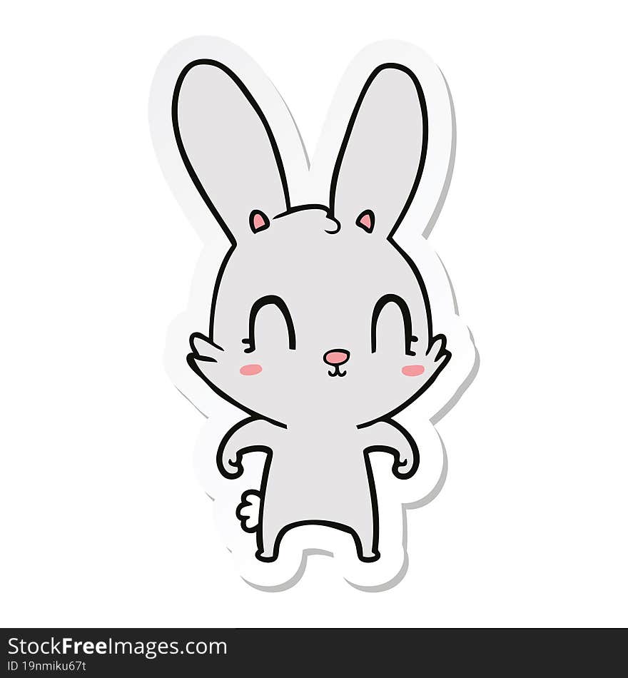 sticker of a cute cartoon rabbit