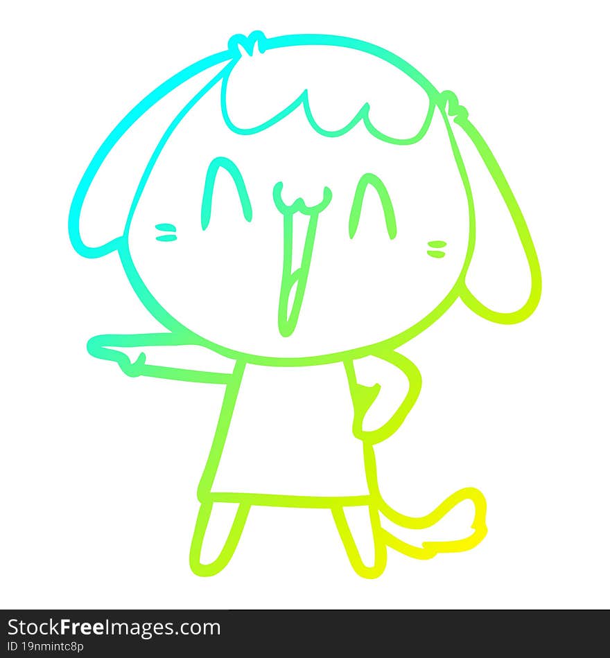 Cold Gradient Line Drawing Cute Cartoon Dog